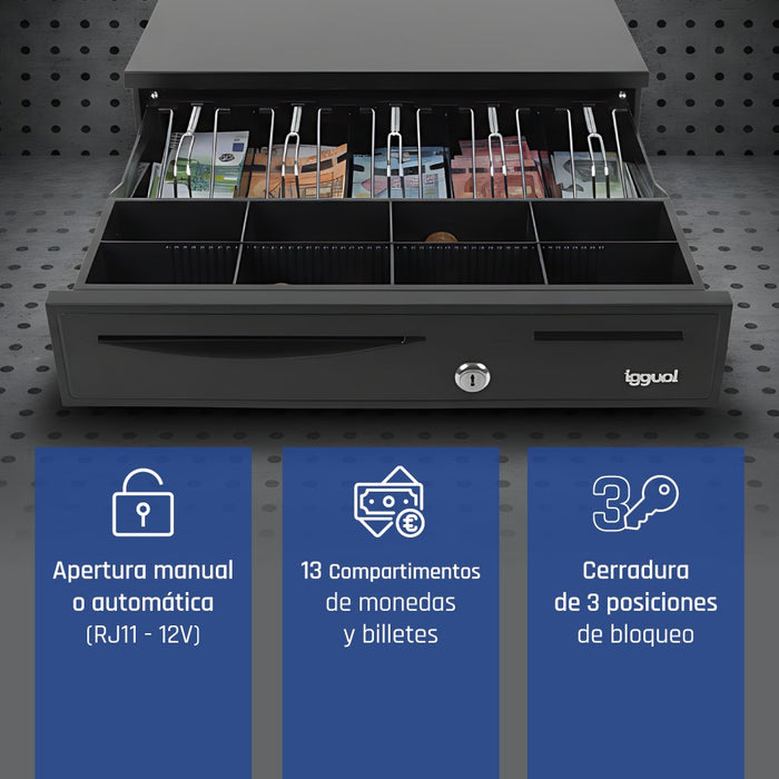 EAN 8435364316344 - iggual IRON-50 Cajón de efectivo automático y manual imagen 3
