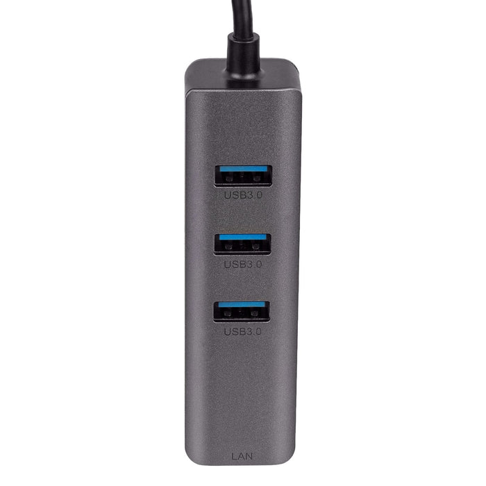 Akyga Hub Usb Tipo C To 3x Usb 3.0 Ak-Ad-66 Network Card 10 100 1000 15cm