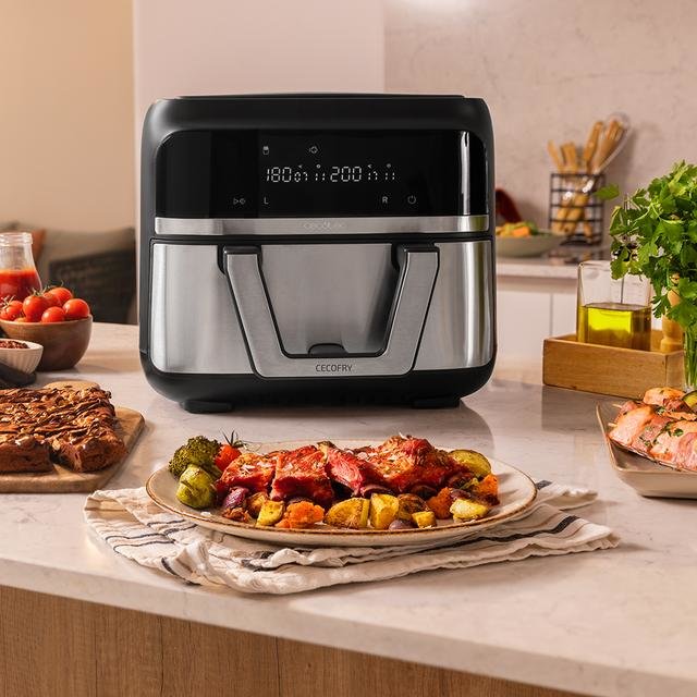 EAN 8435771907081 - Cecotec Cecofry Dual 9000 Sencillo 9 L Independiente 2850 W Freidora de aire caliente Negro, Acero inoxid imagen 6