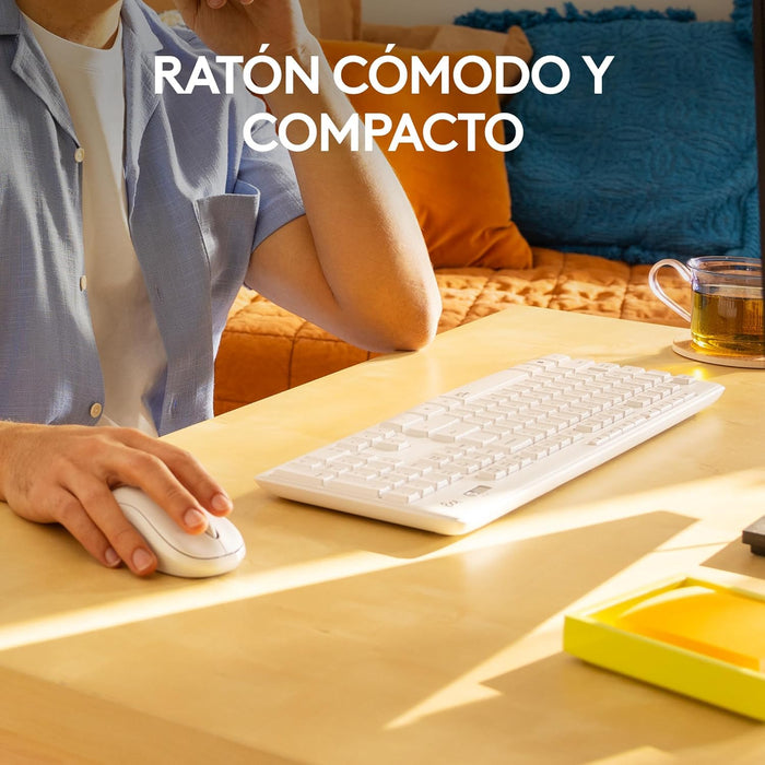 Teclado Español + Ratón Logitech Mk295 Silent Touch Blanco