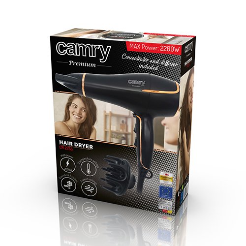 EAN 5902934834728 - Camry Premium CR 2255 secador 2000 W Negro, Oro imagen 6