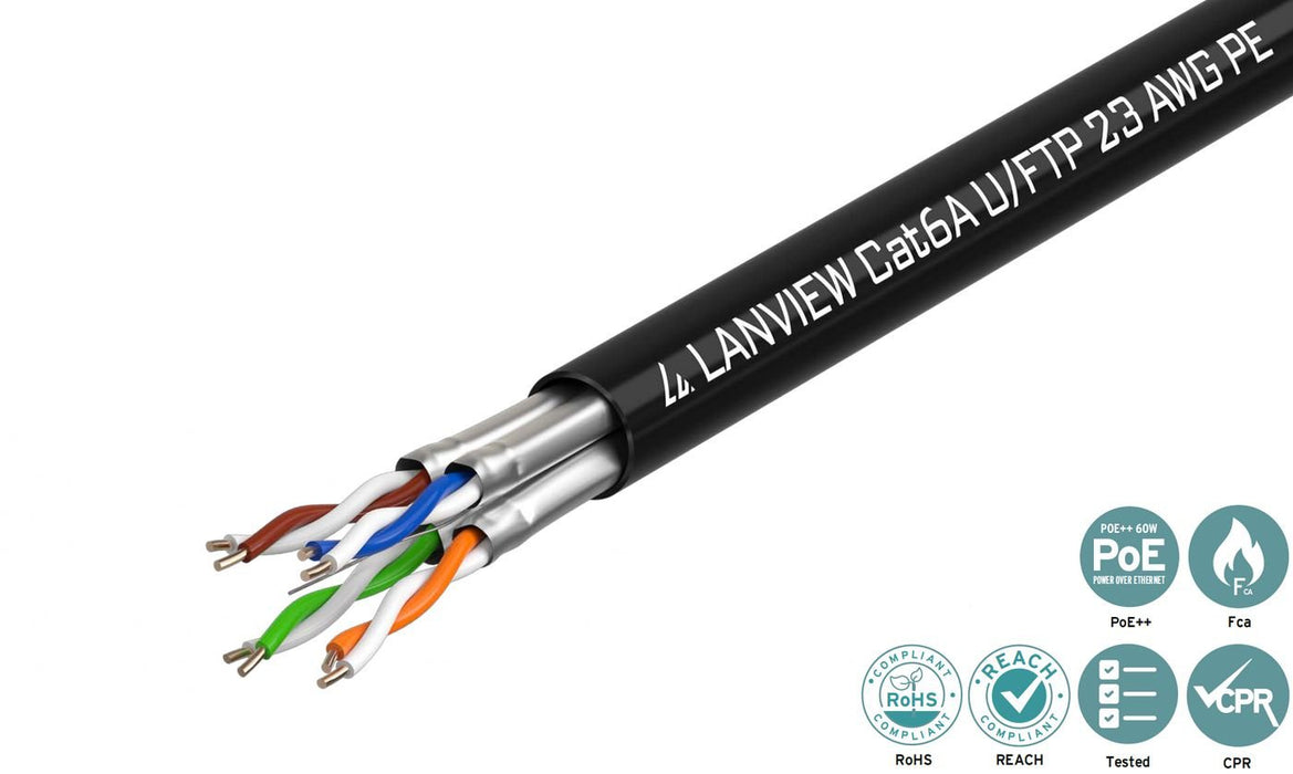 EAN 5704174318613 - Lanview LVN122445 cable de red Negro 500 m Cat6a U/UTP (UTP) imagen 2