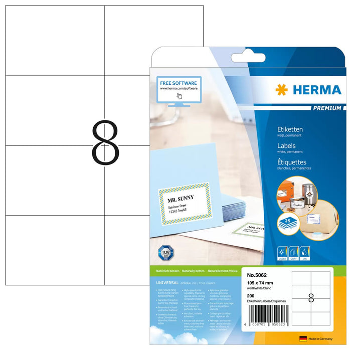 EAN 4008705050623 - HERMA 5062 etiqueta de impresora Blanco Etiqueta para impresora autoadhesiva imagen 1