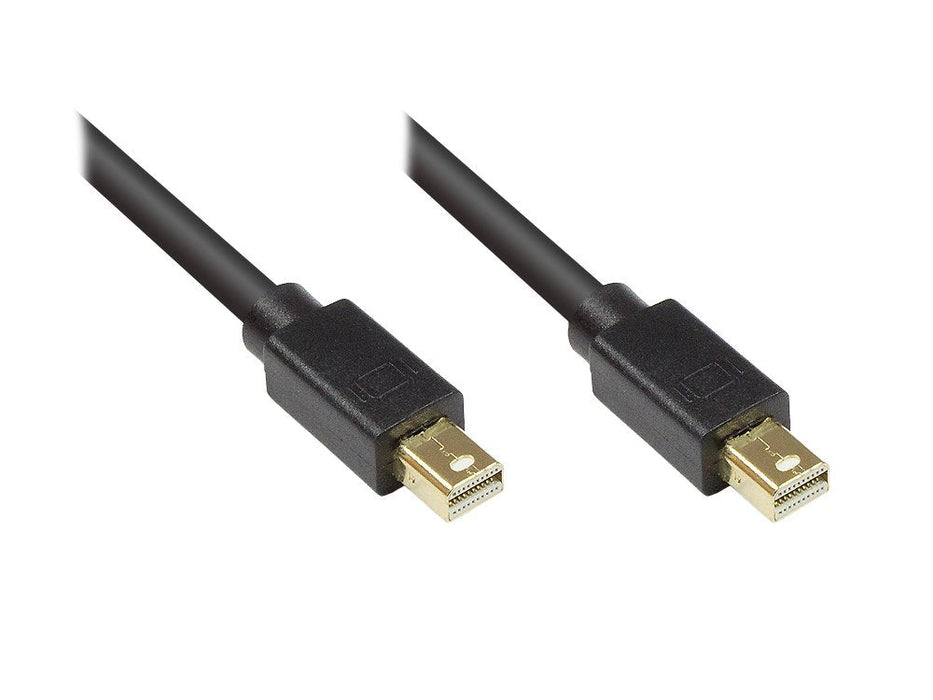 Anschlusscable Mini Displayport 1.2, Stecker Beidseitig, Chapado En Oro, Schwarz, 1m, Good Connections®