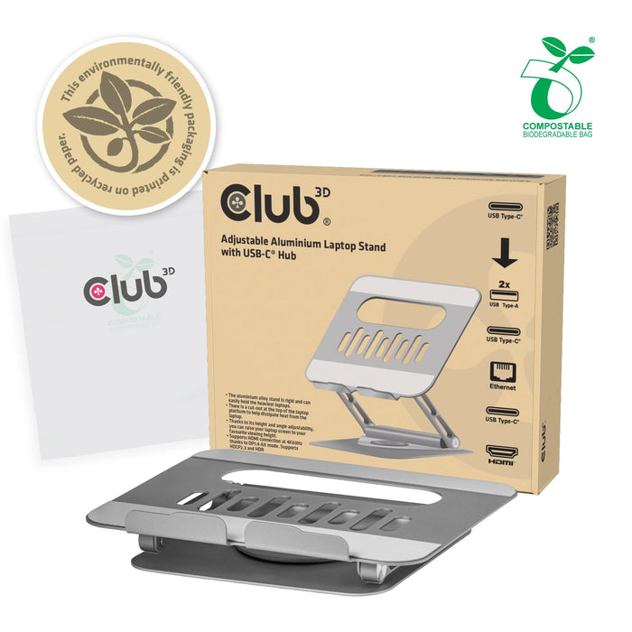 Club3d Laptopmänder Con Usb-C Hub 100w 360° 4k60hz
