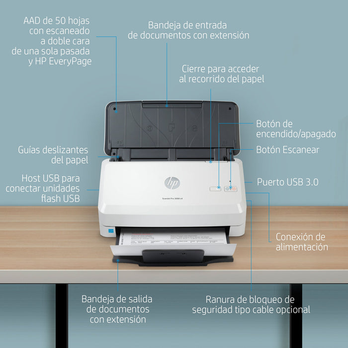 EAN 0193808948619 - HP ScanJet Pro 3000 s4 Escáner alimentado con hojas 600 x 600 DPI A4 Negro, Blanco imagen 4