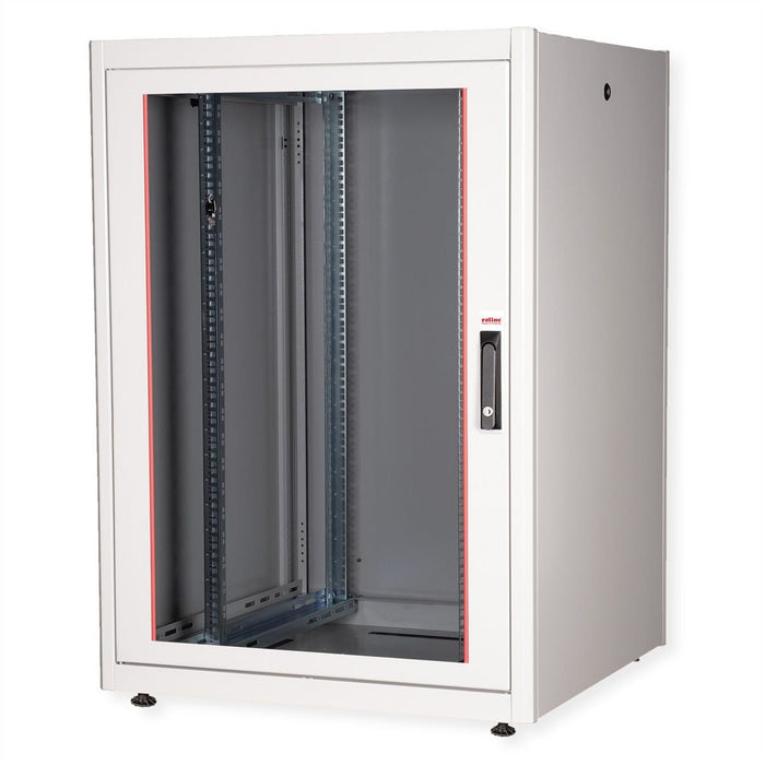 Roline 19-Zoll Netzwerkschrank Basic 22 He, 800x800 Bxt Glastr Grau