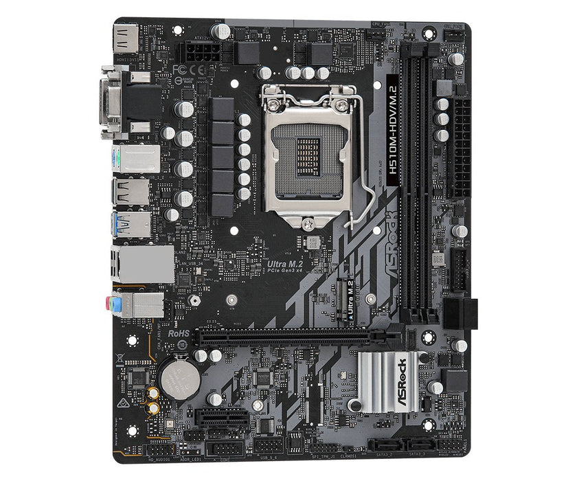 Placa Base Asrock Intel 1200 H510m-Hdv/M.2 M-Atx, 2xd4 3200, Usb3.2, Sata3