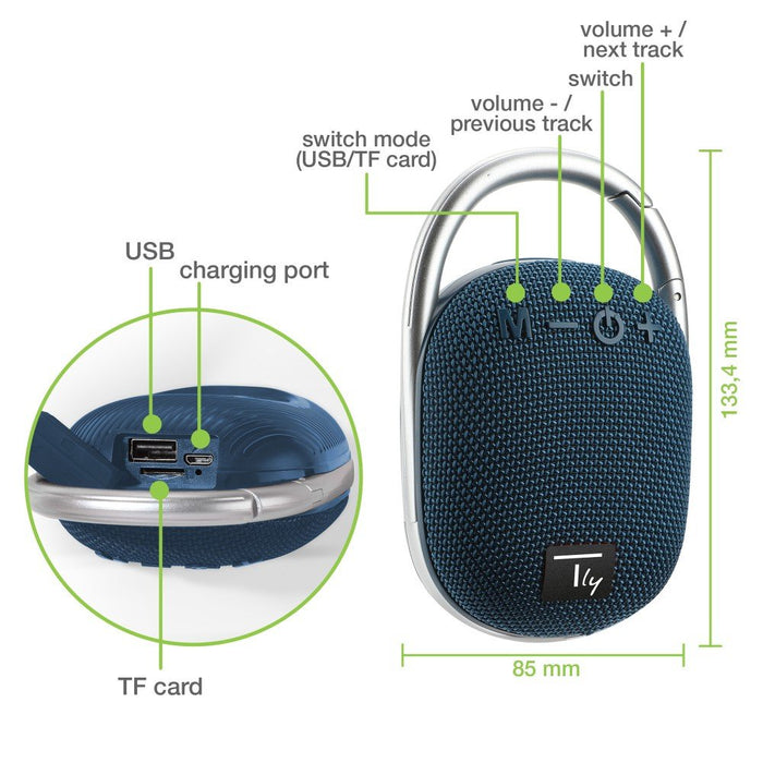 Techly Icasbl321bl Altavoz Portátil Monofónico Portátil Azul 5 W