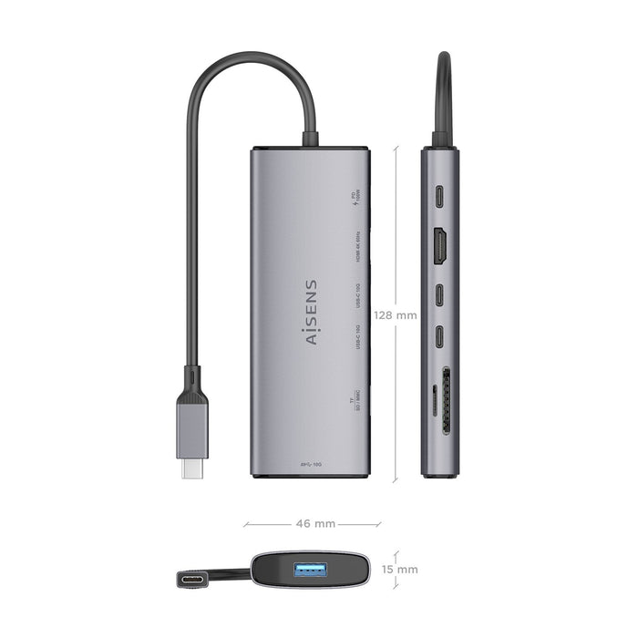 EAN 8435739903599 - AISENS ASUC-7P031-GR base para portátil y replicador de puertos Alámbrico USB 3.2 Gen 1 (3.1 Gen 1) Type- imagen 4