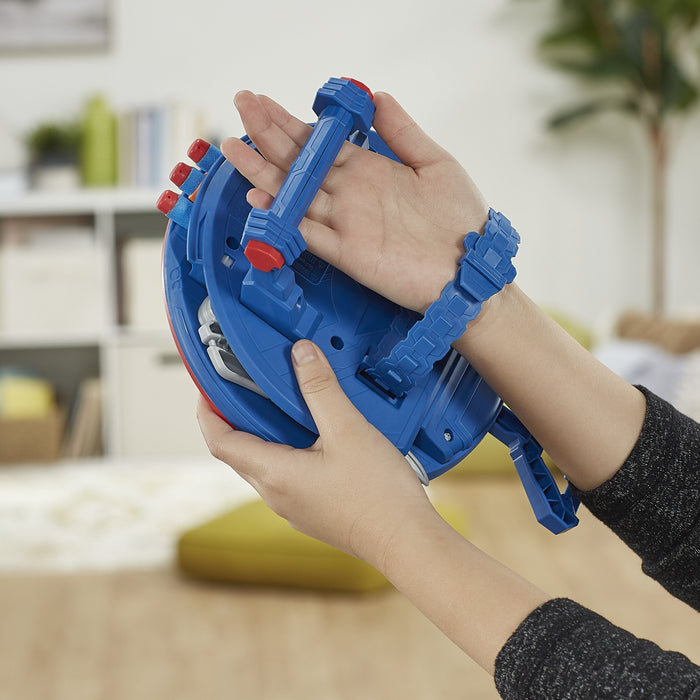 Lanzador Hasbro Nerf Marvel Mech Strike Mechasaurs Capitán América Con Redwing