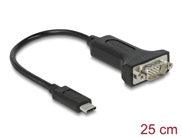 Delock Adapter Usb Type-C Zu 1 X Seriell Rs-232 D-Sub 9 Pin Stecker Mit Muttern 25 Cm