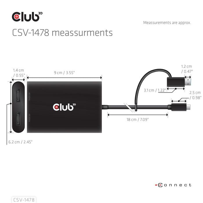 EAN 8719214472993 - CLUB3D CSV-1478 divisor de video USB Tipo C 2x DisplayPort imagen 6