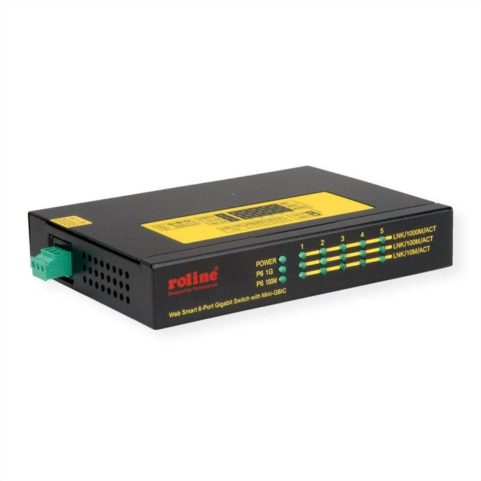 Roline Industrie Gigabit Switch, 5x Rj-45 + 1x Sfp
