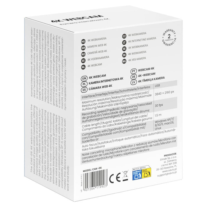 Cámara  Savio Web 4k Cak-06