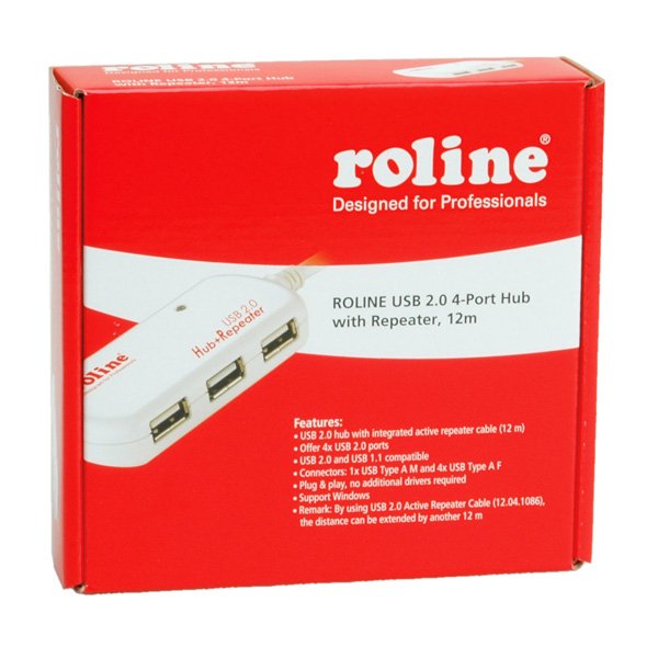 Roline Usb 2.0 4-Port Hub Mit Repeater 12m