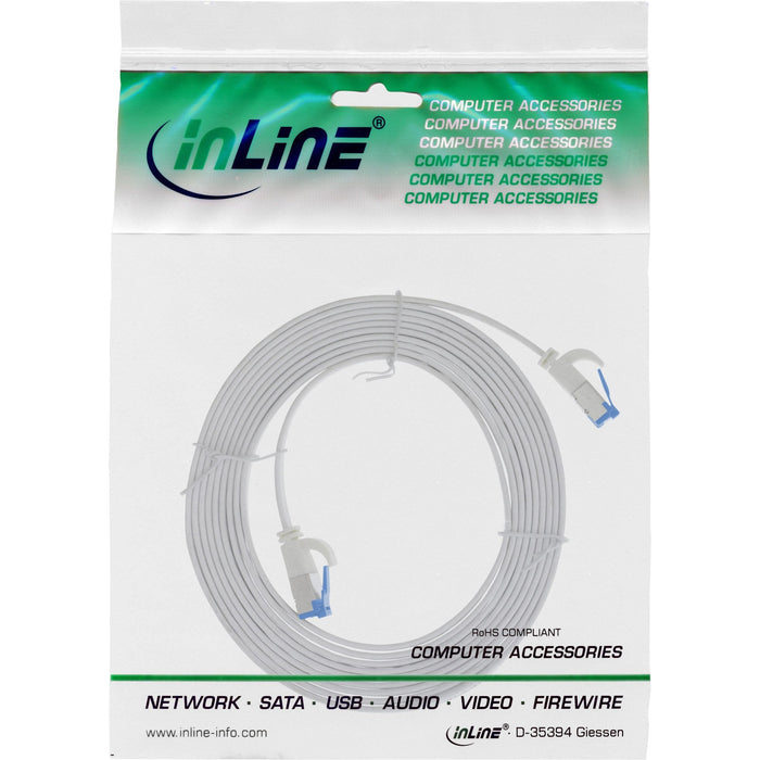 Cable De Red Plano Inline, U/Ftp, Cat.6a, Tpe Libre De Halógenos, Blanco, 1m