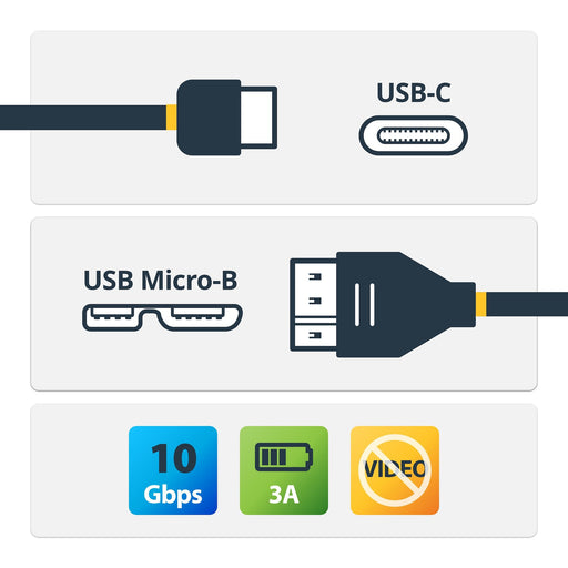 EAN 0065030867023 - StarTech.com USB31CUB50CM cable USB USB 3.2 Gen 2 (3.1 Gen 2) 0,5 m USB C Micro-USB B Negro imagen 2