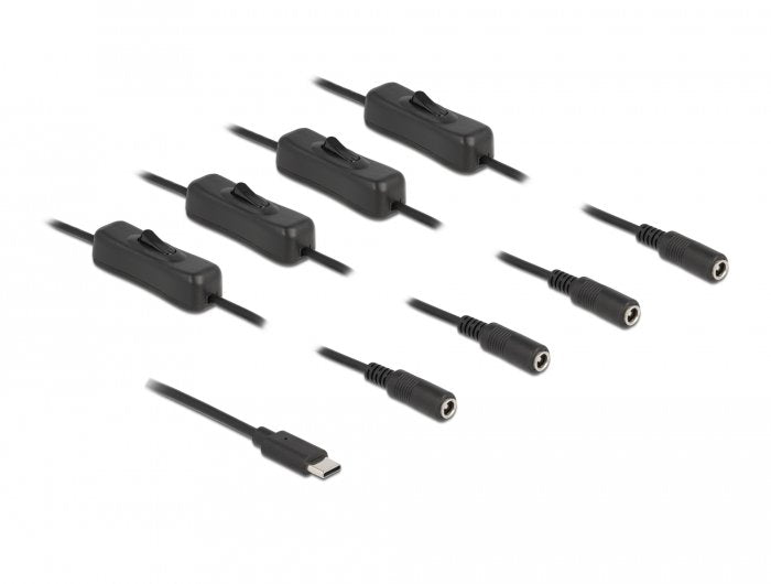 Delock Cable Usb Type-C Macho A 4 X Dc 5,5 X 2,1 Mm Hembra Con Interruptor 1 M