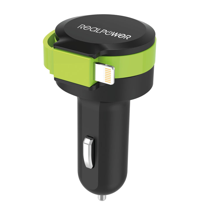 EAN 4040895005298 - RealPower 257637 cargador de dispositivo móvil Universal Negro, Verde Encendedor de cigarrillos Auto imagen 3