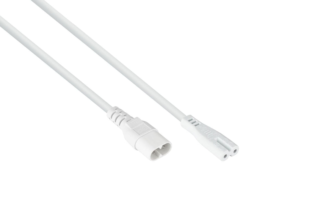 Kabelmeister Euro-Extensión. Conector Macho C8 An C7, Blanco, 0,1m
