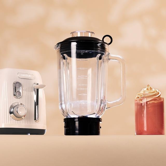 Cecotec Standmixer Power Negro Titanium Retrobeige (Beige, 1.200 Watt, 1,5 Liter) 3885
