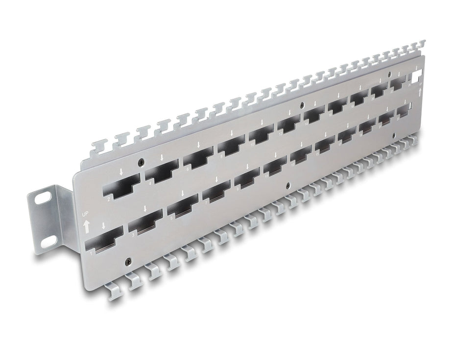 Delock 67070 Carril De Soporte De Cable De 19? Para Conectores De Cable De Red Con Conexión Lsa 24 Puertos Metálicos