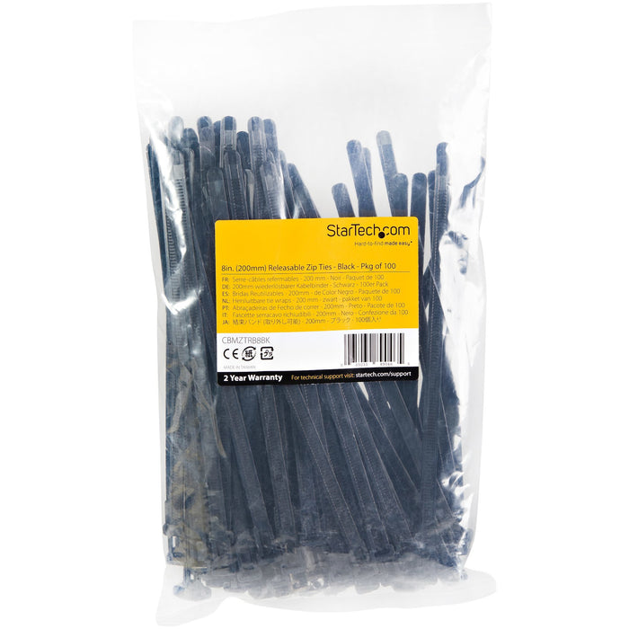 EAN 65030890465 - StarTech.com CBMZTRB8BK presilla Brida reutilizable Nylon, Plástico Negro 100 pieza(s) imagen 6