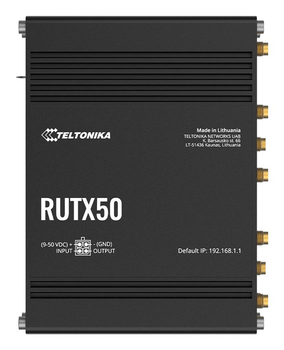 EAN 4779051844524 - Teltonika RUTX50 router inalámbrico Gigabit Ethernet Doble banda (2,4 GHz / 5 GHz) 5G Negro imagen 1