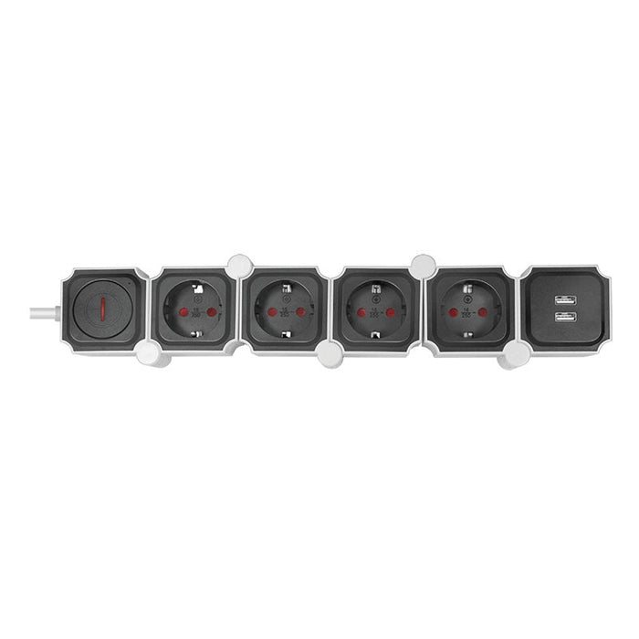 Regleta De Enchufes De 4 Vías Logilink, 4xcee 7/3 + 2xusb-A, 1,5 M