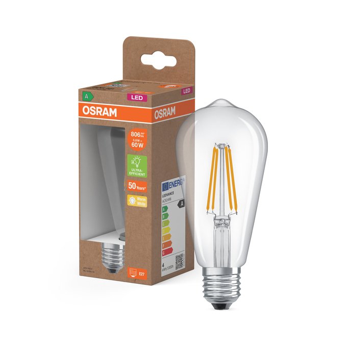 EAN 4099854235634 - Osram Classic Edison lámpara LED Blanco cálido 2700 K 3,8 W E27 E imagen 5
