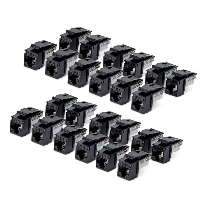 Startech.Com Cat6 Keystone Jack Módulo, Pack De 24 Rj45 Ethernet Keystone Conector Hembra, Utp Cat6 Wandbuchse, 90 Grad 110 Punch Down Conector Hembra, Negro, Acodado, Negro, Rj-45, Conector Hembra, Conector Hembra, 10gbase-T