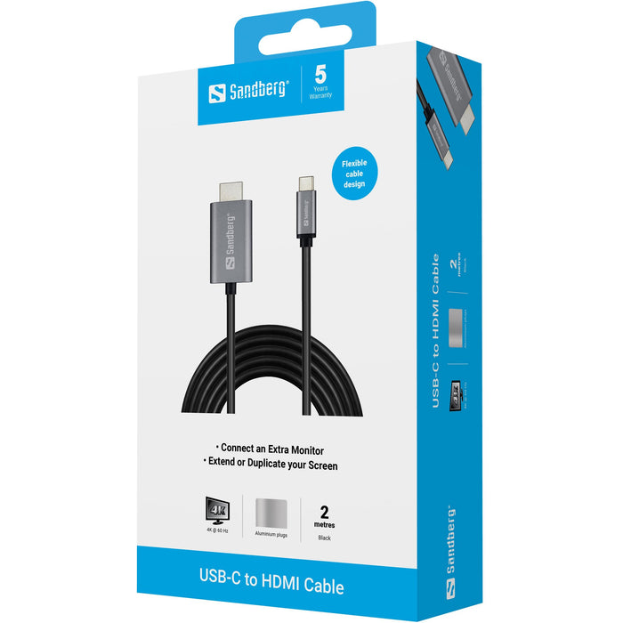EAN 5705730136214 - Sandberg 136-21 adaptador de cable de vídeo USB Tipo C Plata imagen 3