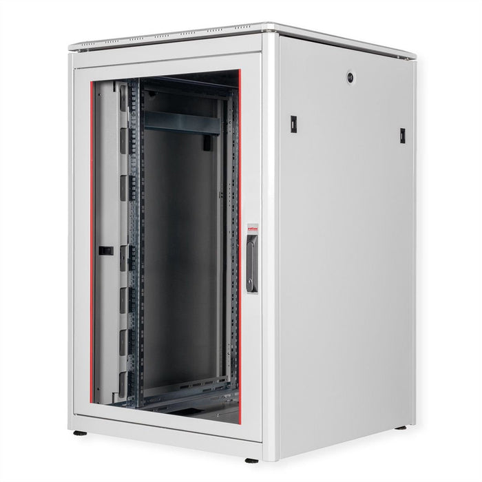 Roline 19-Zoll Netzwerkschrank Pro 22 He, 800x800 Bxt Glastr Grau