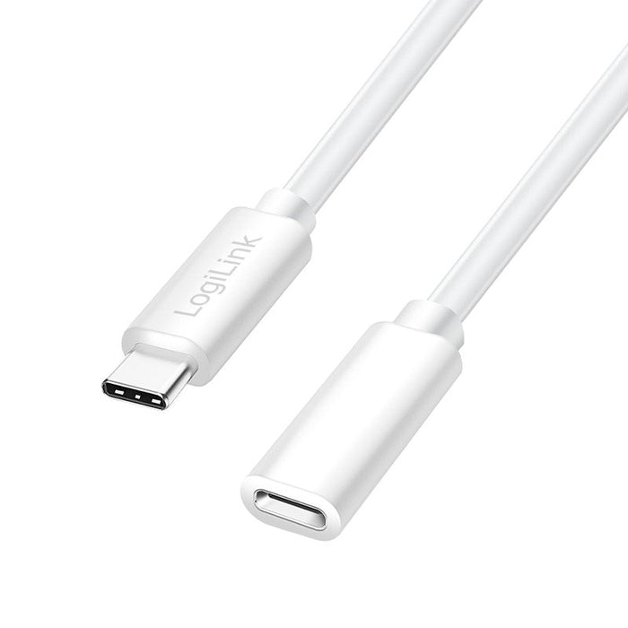 Logilink Usb 2.0 Type-C Cable, C M To C F, 480 Mbps, 100w, Blanco, 2 M
