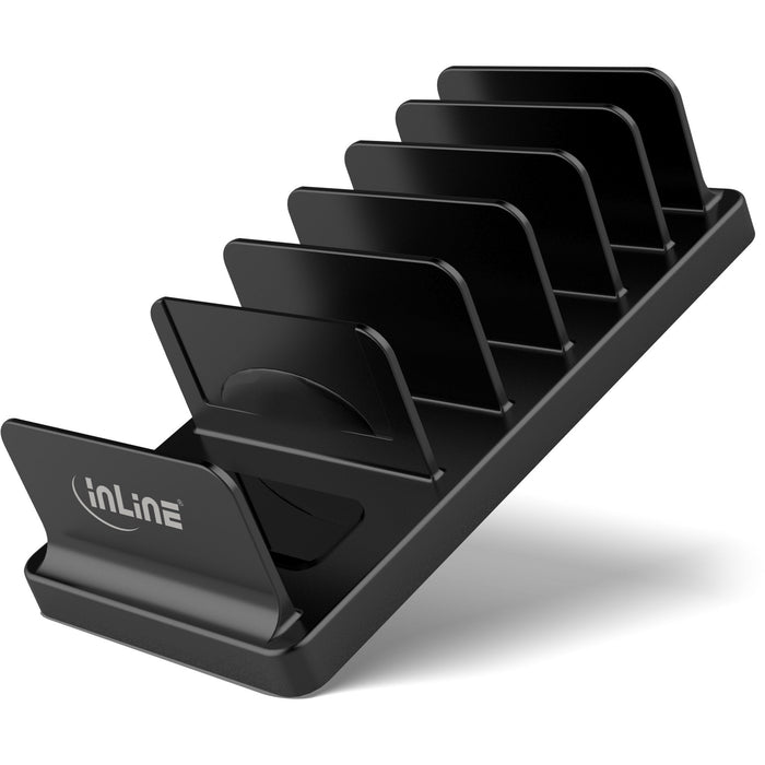 Soporte Múltiple Inline Con 6 Compartimentos Para Escritorio / Estante, Negro