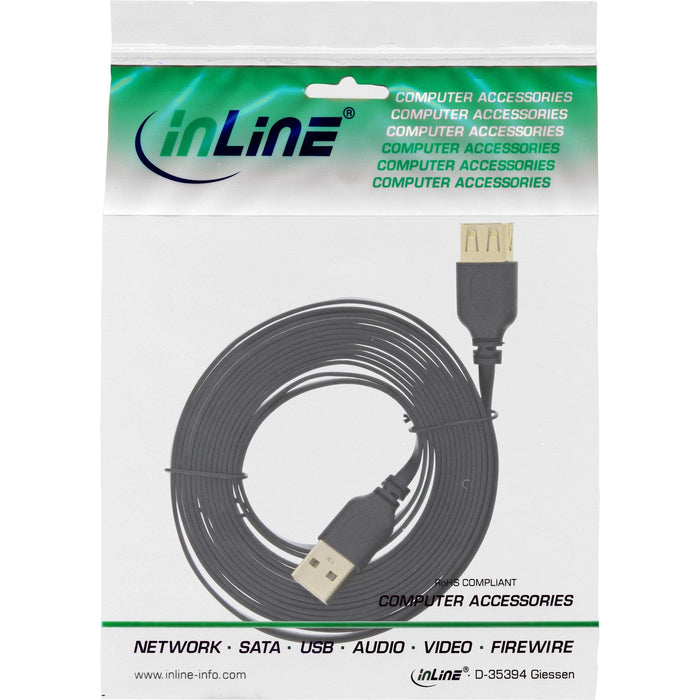 Inline Usb 2.0 Cable Plano Tipo A Macho A A Hembra Negro 3m