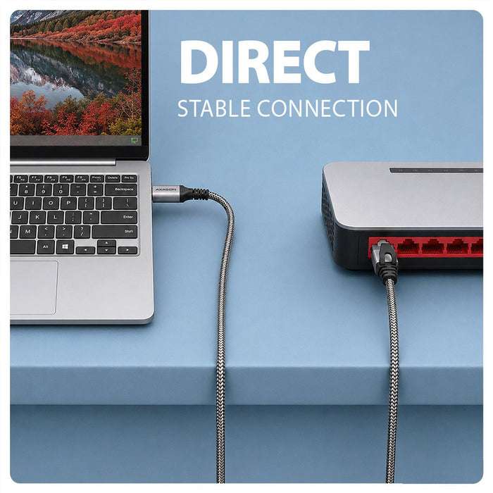 Axagon Ade-Am30 Usb-A 5gbps - Gigabit Ethernet Adapter With Integrated Cat6 Rj-45 Network Cable (3 M), Asix Ax88179b