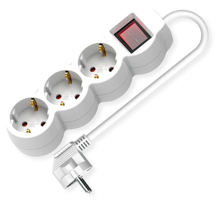 Value 3-Fach Steckdosenleiste Mit Schalter, Runde Dosen, Wei, 3 M