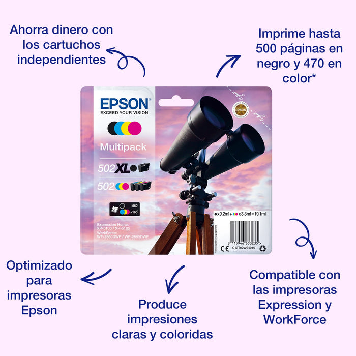 EAN 8715946653259 - Epson 502 XL cartucho de tóner 1 pieza(s) Compatible Negro, Cian, Magenta, Amarillo imagen 2