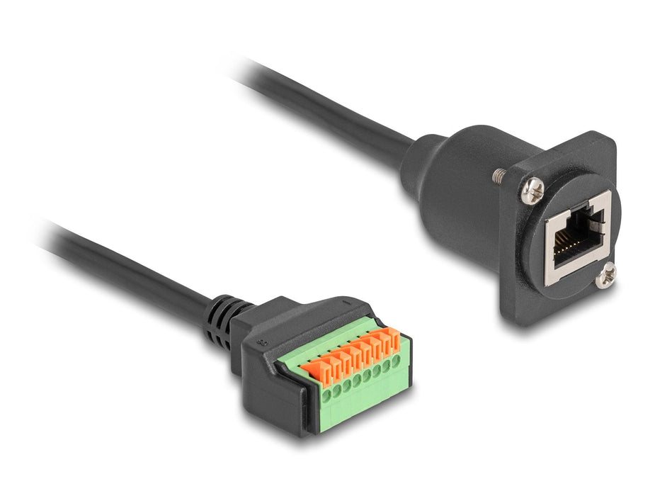 Delock D-Typ Cable Rj45 Hembra A Terminalblock Cat.5e Negro 30 Cm
