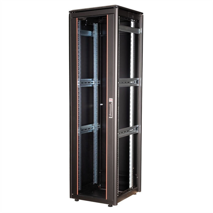 Roline 19-Zoll Netzwerkschrank Pro 42 He, 600x600 Bxt Glastr Schwarz