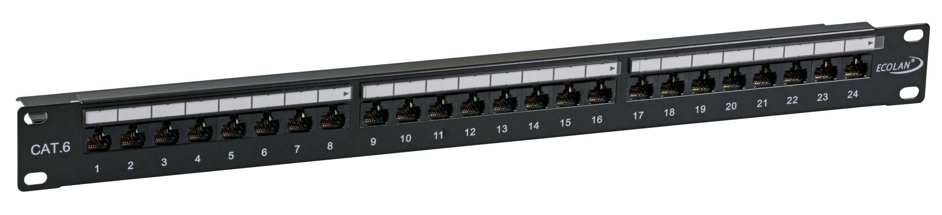 Ecolan Patchpanel Utp 24xrj45 Cat.6 19 1he Ral9005 Schwarz
