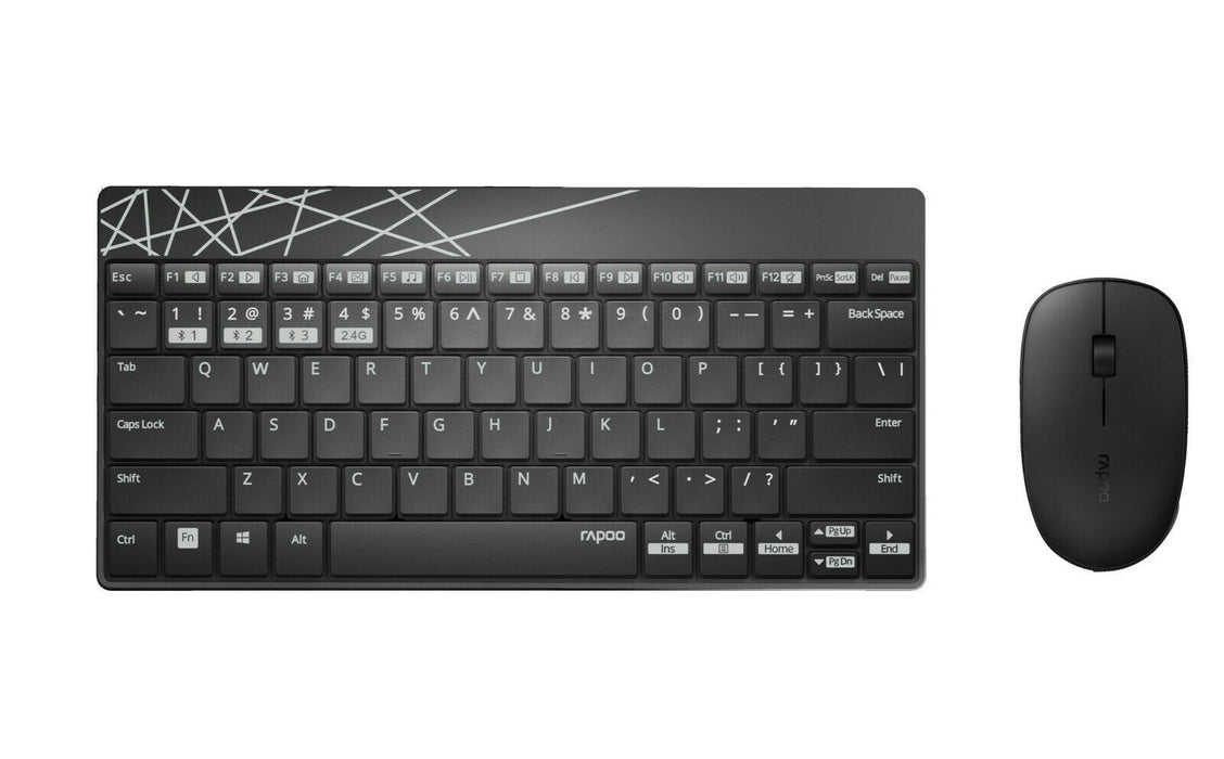Rapoo Cableloses Multi-Mode-Deskset 8000m Qwertz Keyboard + Mouse Black