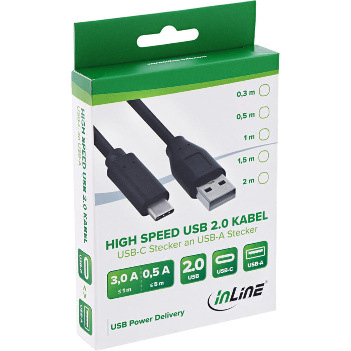 Cable Inline Usb 2.0, Tipo C Macho A A Macho, Negro, 0,5 M