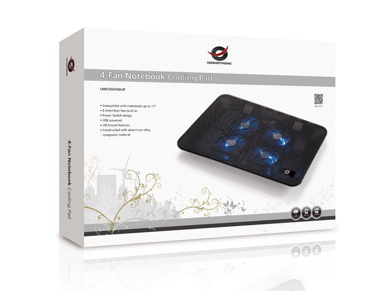 EAN 4015867190722 - Conceptronic CNBCOOLPADL4F almohadilla fría 39,6 cm (15.6") Negro imagen 4