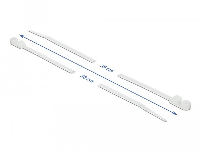 Delock Cablebinder Mit Befestigungsöse L 300 X B 4,8 Mm Weiss 10 Stück