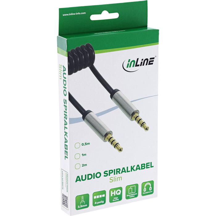 Cable En Espiral De Audio Inline De 3,5 Mm Macho A Macho Estéreo De 4 Pines De 1 M
