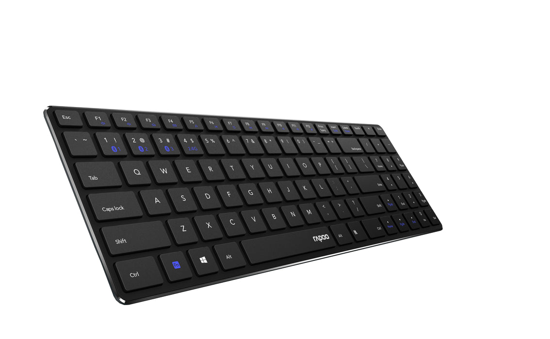 Teclado Rapoo Wireless Y Bluetooth E9100m Portugues 2.4ghz Bt 3.0 4.0 DiseãO Ultrafino Negro