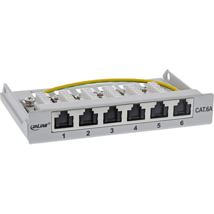 Inline® Patch Panel Cat.6a 0.5u 6-Port, For Table/Wall/Rail, With Dust Projoection, Gris